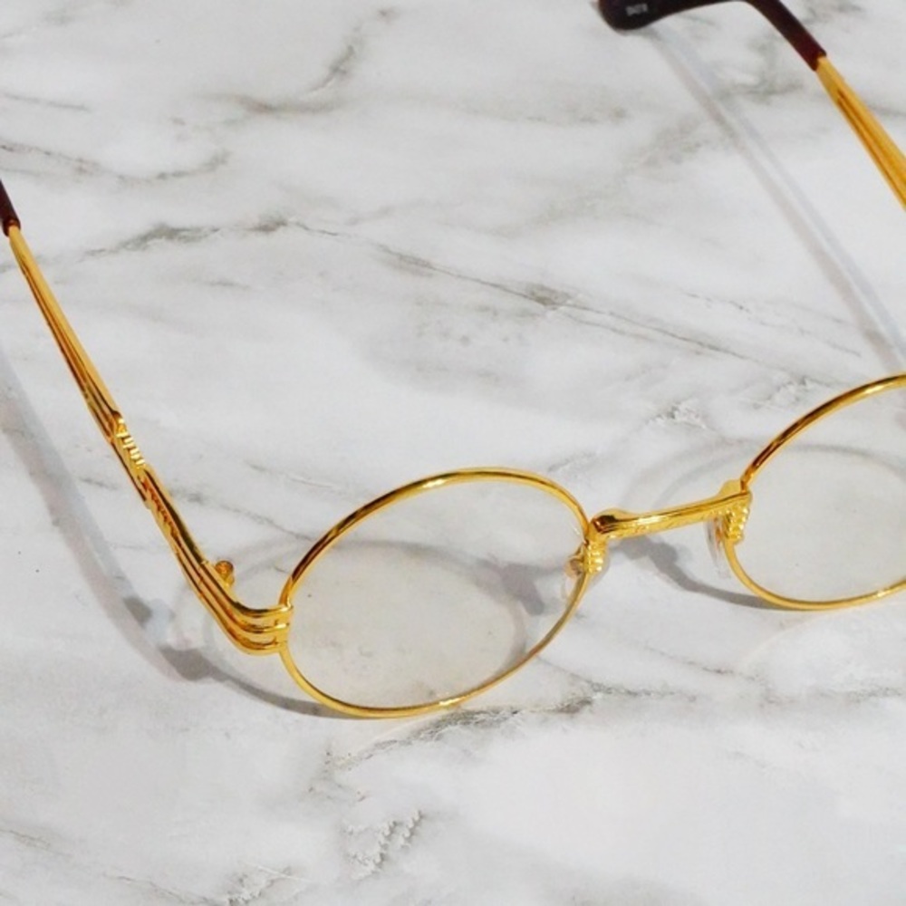 Clear Gold Round Sunglasses - Picture 7 of 7